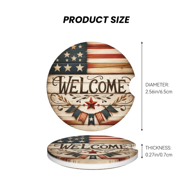America Flag USA Flag Absorbent Car Coasters 2 Pack for