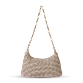 GOLDTIMO Women's Straw Woven Beach Bag Summer Vacation Shoulder Purse, Beige
