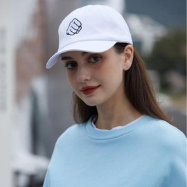 White Baseball Cap Fist Embroidered Baseball Cap 100% Cotton Hat for Vacation Men and Women(White))