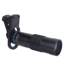 Phone Camera Lens, 10X Optical Zoom, M17x0.75mm Eyepiece & M28.6x0.6mm Objective Lens Optical Glass Zoom Telephoto with Universal Phone Clip for Watching Games Concerts (Blue)