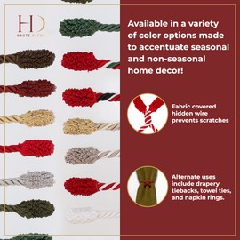 Haute Decor Decorative Twist Ties, 6 Pack, 16 inches (Olive Green) - Hang Garland, Lights, and Decorations with Style - Strong Inner Wire