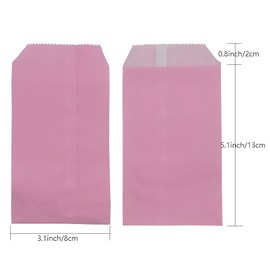 Amsthow Flat Paper Treat Bag Pink Greaseproof Bakery Glassine Cookie Paper Bags 3.15 x 5.12-inch Small Wax Treat Bags for Cookies Candies Chocolate Pastries Snacks (100Pcs Pink)