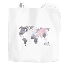 Autiga® Jute Bag World Map Watercolour World Map Cotton Bag Shopping Bag White/Grey 2 Long Handles