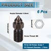 sourcing map 6 Pcs 0.6mm 3D Printer Extruder Nozzles 1.75mm
