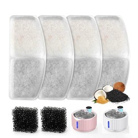 JEERAMIA 6 Pcs Replacement filters and 2 Pcs Sponges for Wireless Cat Water Fountain