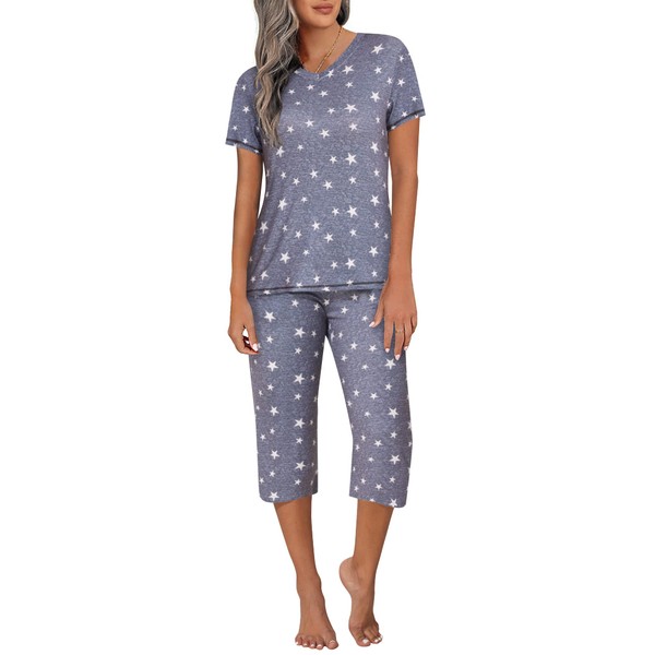 Ekouaer Pajamas for Women pjs Set for Women Sleepwear Capri