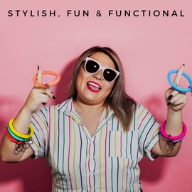 Bangle & Babe Bracelet Keychain For Women -Silicone Key Ring Bracelet -Twist Rainbow clasp Circle Key Ring -Wrist Pocket Bag (Wisteria)