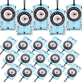 Geiserailie 20 Pcs Acrylic Orienteering Compass, Navigation Backpacking Compass Hiking Compass Map Reading Compass for Navigation Orienteering and Survival Outdoor Camping, Blue