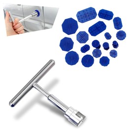 Arwrilt 19 PCS Car Dent Puller Kit, Dent Removal Tools with T-Shape Puller, Paintless Dent Repair Tool, Dent Popper Dent Fixer, Universal Cold Glue Dent Puller for Car Dent Repaired (Silver & Blue)