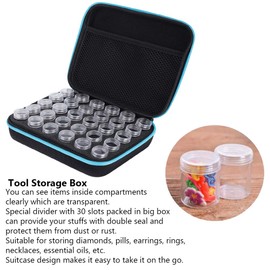 Diamond Embroidery Storage Case, 30 Slots Painting Jewelry Beads Compartments Clear Box Shockproof Double Seal 5D Diamonds Glitter Rhinestones Containers Holder Jars Organizer for DIY Art Craft Nail