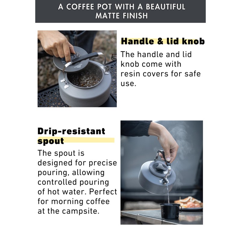 CAMPINGMOON Camping Kettle 1L Portable Ultra-Light Coffee Tea Pot S1000
