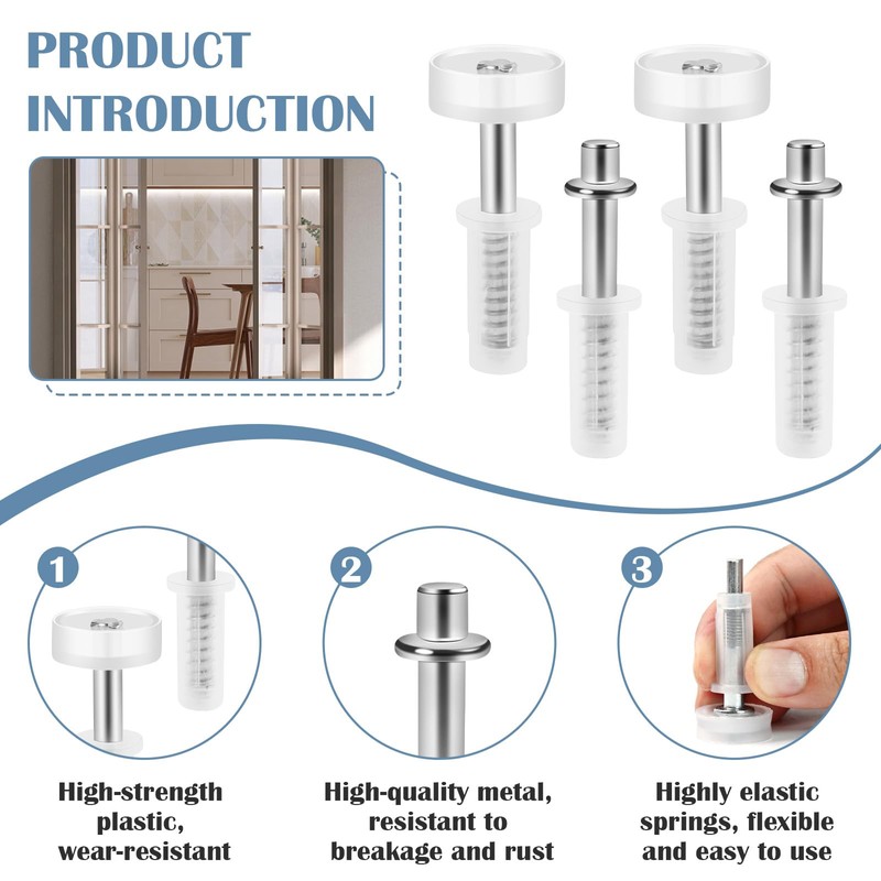 4 Pcs Spring Loaded Bi-Fold Door Hardware Kit - Top