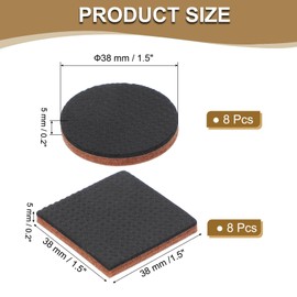 PATIKIL 1.5" Felt Furniture Pads, 16 Pcs Non Slip Furniture Pads Self Adhesive EVA Furniture Feet Non Skid Furniture Grippers for Hardwood Floors Protectors, Black