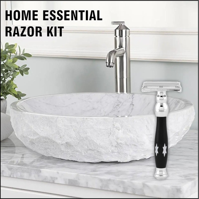 Pearl Shaving Double Edge Butterfly Safety Razor P- 81D (Black)