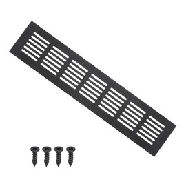 PATIKIL 12 x 2.4 Inch Door Air Vent Cover, Aluminum Grille Ventilation Cover Louvered with Mounting Screws for Cabinet Wardrobe Door, Black
