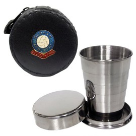 Knight 2oz Collapsible Drinking Cup with Leather Oldham Athletic Football Club Case