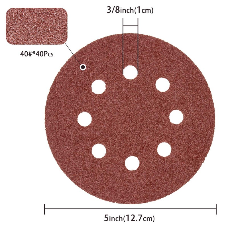 LESNIC 40 Grit Sanding Discs 50 pcs, 125mm Sanding Sheets