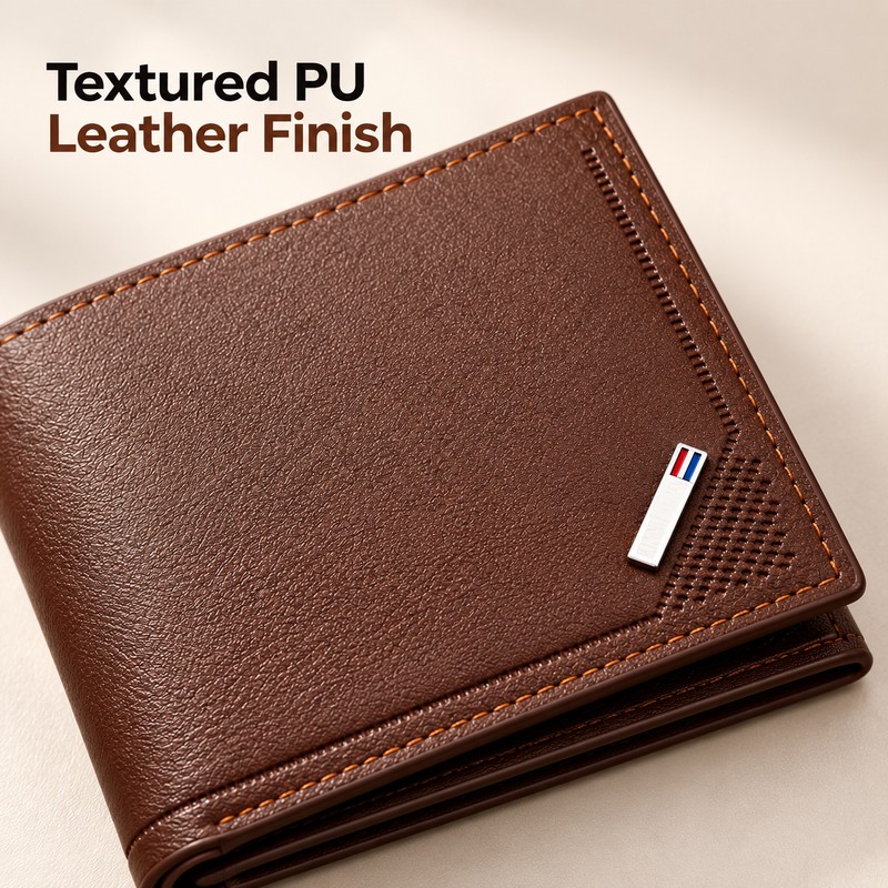 Men’s PU Leather Bifold Wallet for Daily Essentials – Compact