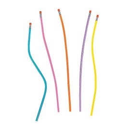 Fun Express - Plastic Neon Glitter Flexible Pencil - Stationery - Pencils - Misc Pencils - 12 Pieces