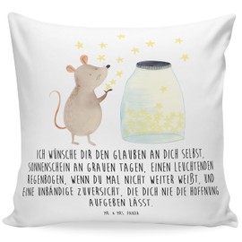 Mr. & Mrs. Panda Seat Cushion Mouse Stars - Gift, Funny Sayings, Cushion Covers, Birthday, Cushion 40 x 40 cm, Animal Motifs, Animals, Sofa Cushion, First