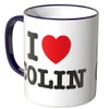 WANDKINGS® Tasse, Spruch: I Love Colin - LILA