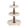 Deco 79 Large, 3-Tier Distressed White & Natural Wood Round