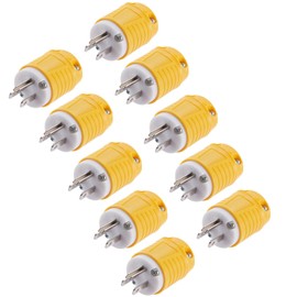 Suplevel Extension Cord Male Ends 10 Pcs, 15 Amp 125 Volt NEMA 5-15 Heavy Duty Electrical Replacement Plug 3 Prong Industrial Grade Straight Blade Grounding Type, ETL Listed