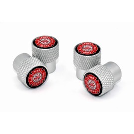 Fire Universal Valve Stem Caps - Matte Chrome Knurling
