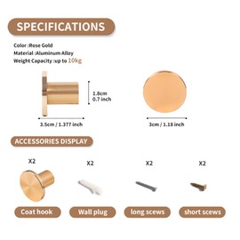 JS Wall Hooks for Hanging Coats Screw in Coat Hanger for Towel Heavy Duty Coat Hooks Wall Mount Hooks for Clothes, Backpack, Purse, Bag, Robe, Key, Hat Hooks for Wall, Closet Hooks,Rose Gold