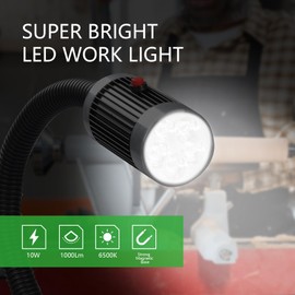 Xapolu LED Magnetic Gooseneck Light, 10W 6500K 1000LM 110V Magnetic Flexible Light, Flexible Gooseneck with Upgraded Magnetic Base for Work Bench, Lathe Milling, Drill Press, Industrial Lighting