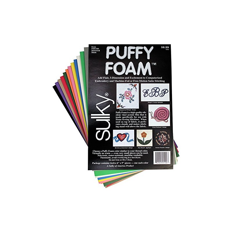 Sulky Of America 12 Color 3mm Puffy Foam Assortment, 6"