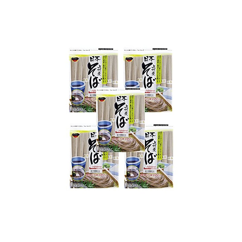 J-Basket Japanese Noodles 5-Pack Set, Buckwheat