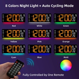 17.5” Digital Wall Clock, LED Display with Time, Date, Month, Temperature & Humidity, Remote Control DST, Alarm, Timer, 10-Level Brightness, Night Light for Home, Living Room, Bedroom & Office Décor