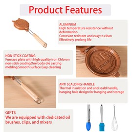 CPVKRY 10 Yen Coin Sandwich Maker, Hot Dog Toaster Double Sided Sandwich Baking Pan with Long Handle, Grilled Cheese Maker Nonstick Sandwich Maker Flip Grill Pan for Breakfast