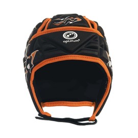 Optimum Boys Inferno Rugby & Football Headguard - Scrum Cap Coverage | Breathable, Soft-Edged, Lightweight Sports Protective Headgear | Black/Green, Large Boys (XS)