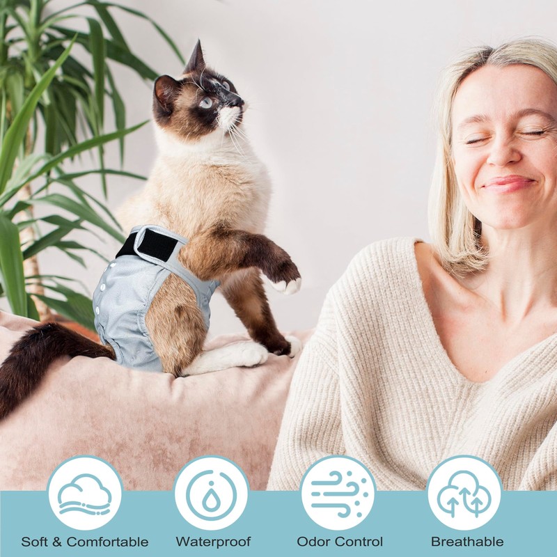 Paw Legend Cat Diapers for Female Cats Spraying Washable Reusable