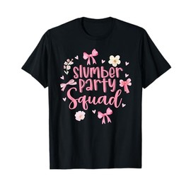 Slumber Party Squad Sleepover Pajama Coquette Pink Bow T-Shirt