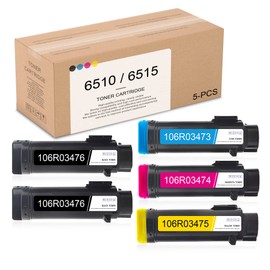 5 Pack Phaser 6510 WorkCentre 6515 HONGHEINK Compatible Standard Capacity Toner Cartridge 4-Color Set 106R03476 106R03473 106R03474 106R03475 Replacement for Xerox Phaser 6510/Workcentre 6515 Printer