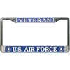 US Air Force Veteran License Plate Frame (Chrome Metal)