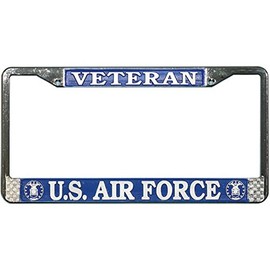 US Air Force Veteran License Plate Frame (Chrome Metal)