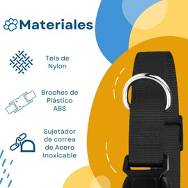 GlobalUP Collar para Perro y Gato, Diseño Cómodo, Resistente y Ajustable. Ideal para Paseos. Negro, Nylon, Mini, Mediano, Grande, Extra Grande