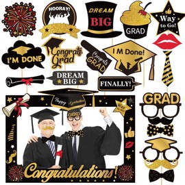 Dusenly 2025 Graduation Photo Booth Props Graduation Frame Props Picture Selfie Photo Booth Frame Prop Class of 2025 Grad Party Decorations