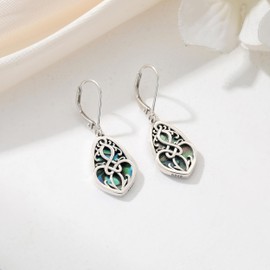 Sterling Silver Celtic Earrings Abalone Shell Celtic Dangle Drop Earrings Gift for Women Mother Mom