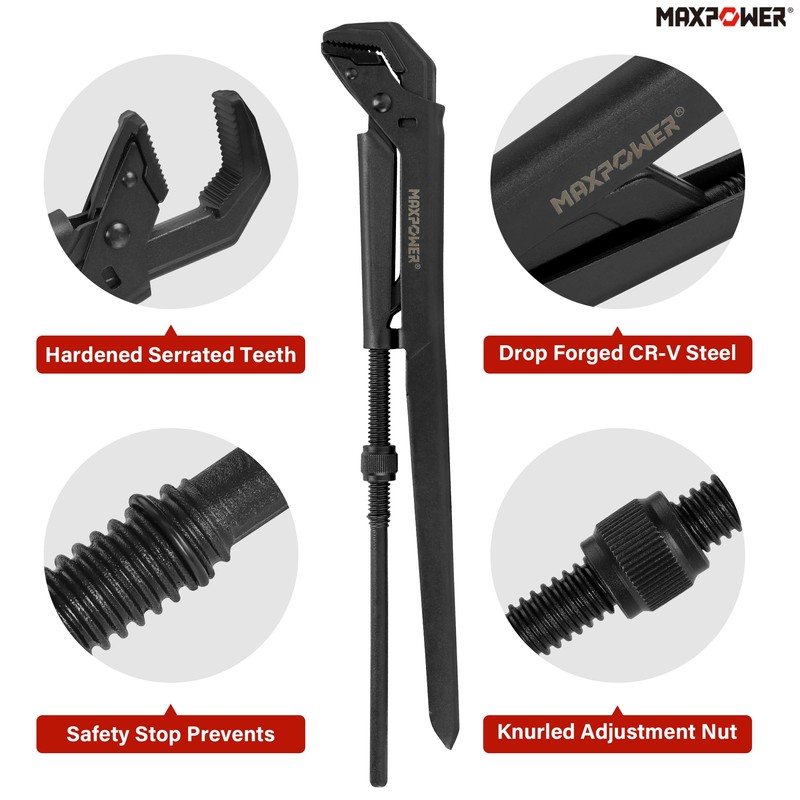 MAXPOWER Swedish Pipe Wrench, 16 1/2-Inch Adjustable Swedish Pipe Spanner