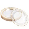 MATANA 40 Premium Clear Plastic Dessert Plates with Gold Rim