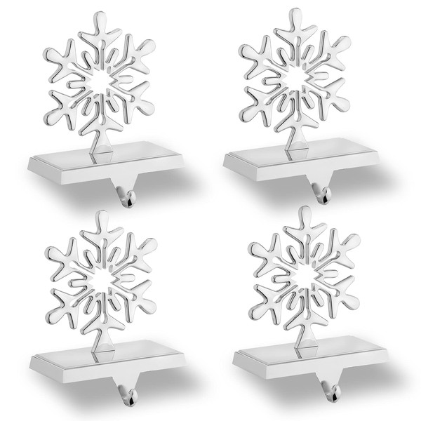 Snowflakes Christmas Stocking Hanger 4 Pack Metal Stocking Holder Stand