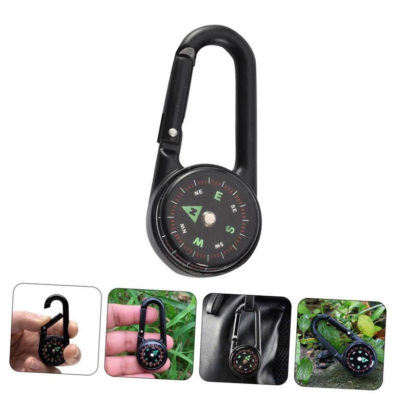 WHAMVOX Camping Compass Carabiner Clip Multi-Function Hiking Gear for Outdoor