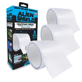 Alien Shield Transparent Sealing Tape Waterproof Repair Tape Adhesive Strips Patch Tape to Repair Tears, Cracks, and Leaks, 3 Rolls Total 15 Feet Rolls x 4” Width As Seen On TV
