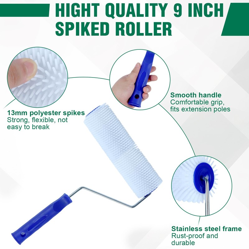 9 Inch Screed Spiked Roller Self Leveling Concrete Roller Epoxy