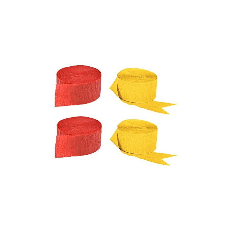 Red and Gold Yellow Crepe Paper Streamers (2 Rolls Each